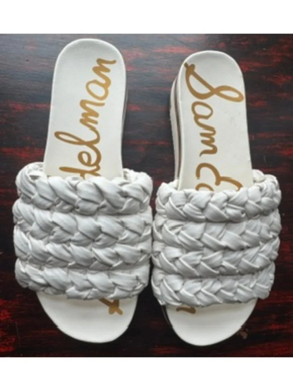 Sam Edelman Light Blue Braided Slide Sandals with White Platform - Picture 3 of 8